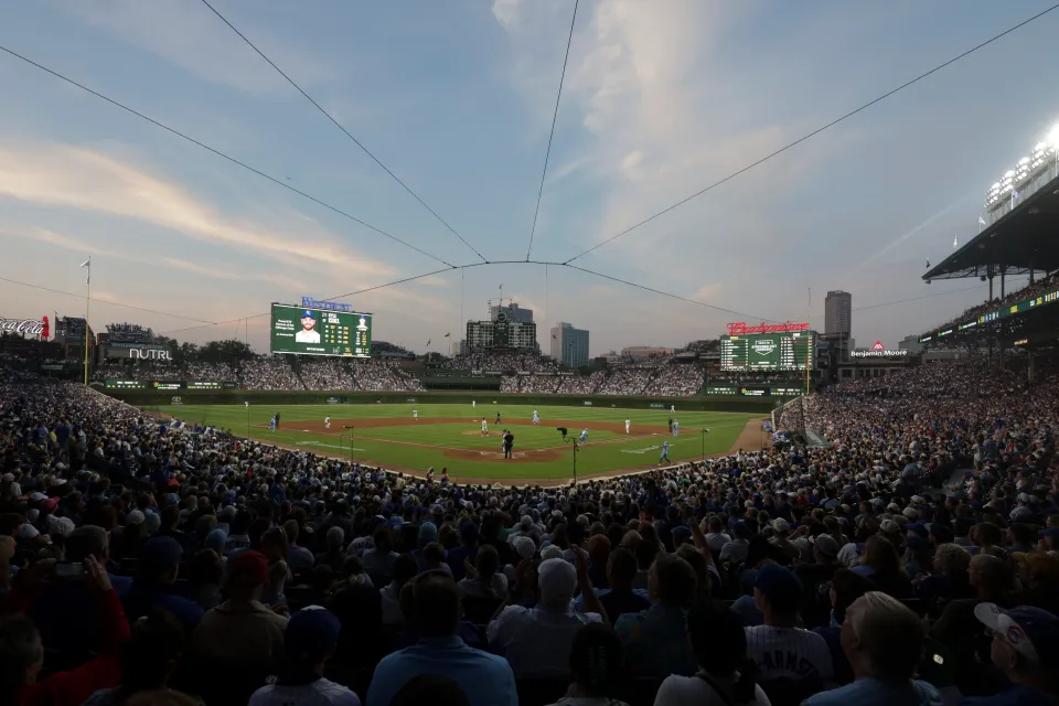 A general view of Wrigley Field is seen during the game between the Kansas City Royals and the Chicago Cubs on Monday, July 21, 2025