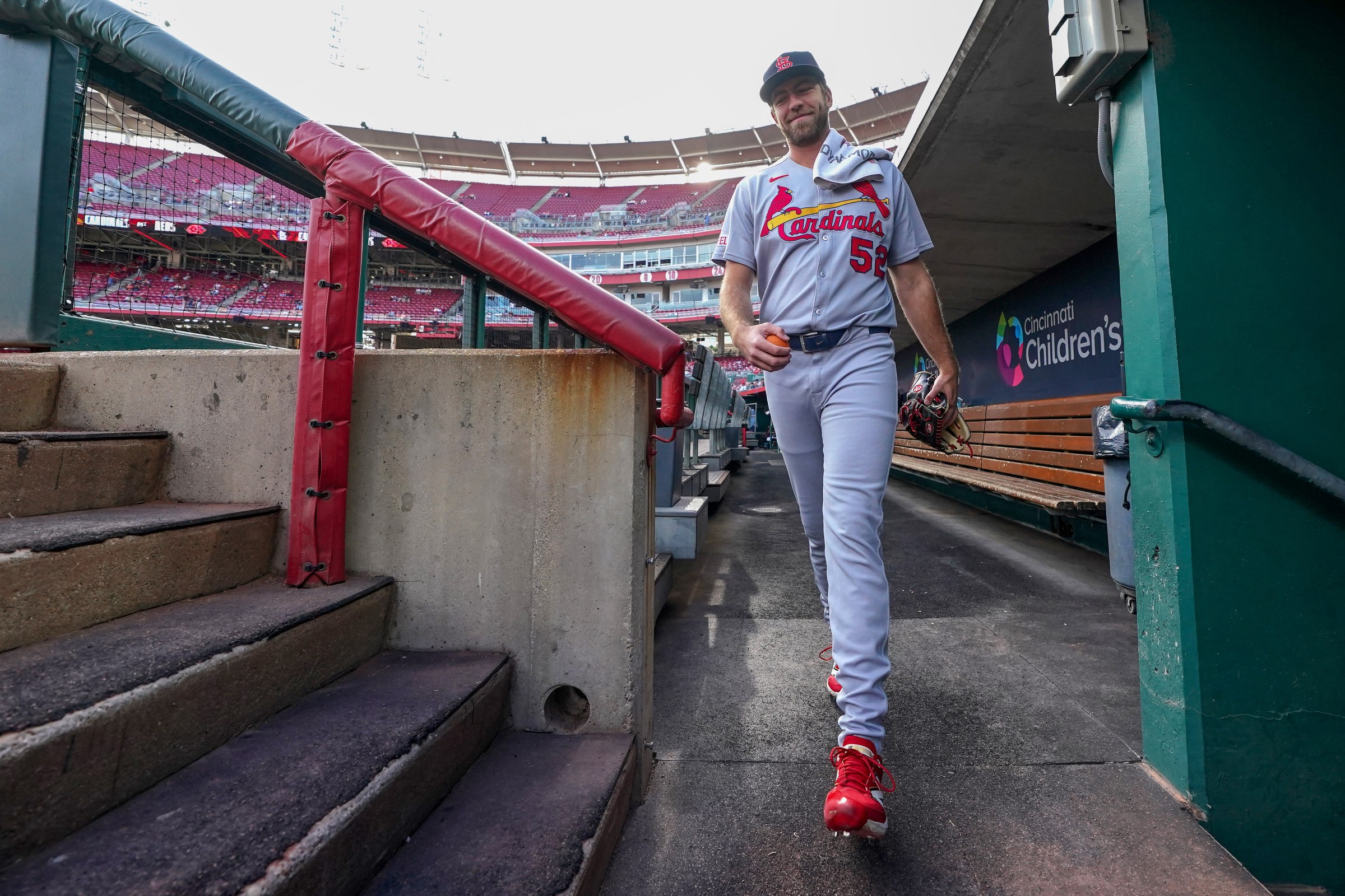 CINCINNATI, OHIO - AUGUST 29: Matthew Liberatore #52 of the St. Louis Cardinals seen in action during the game against the Cincinnati Reds at Great American Ball Park on August 29, 2025 in Cincinnati, Ohio. (Photo by Jason Mowry/Getty Images)