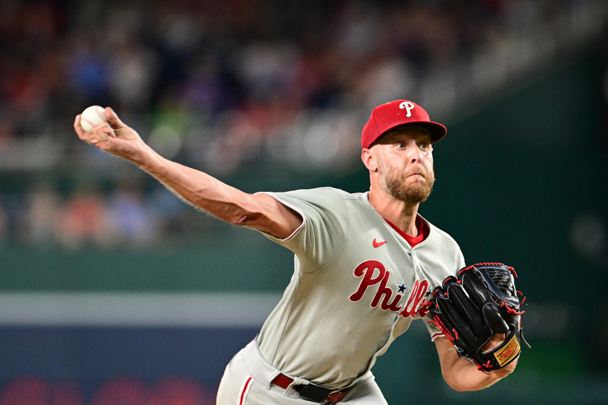 WASHINGTON, DC - AUGUST 15, 2025: Zack Wheeler #45 of the Philadelphia Phillies throws a pitch during the fifth inning against the Washington Nationals at Nationals Park on August 15, 2025 in Washington, DC. (Photo by Chris Bernacchi/Diamond Images via Getty Images)