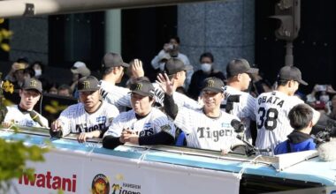 Hanshin Tigers Fans Gather for Parade in Osaka to Celebrate Team’s Central League Championship