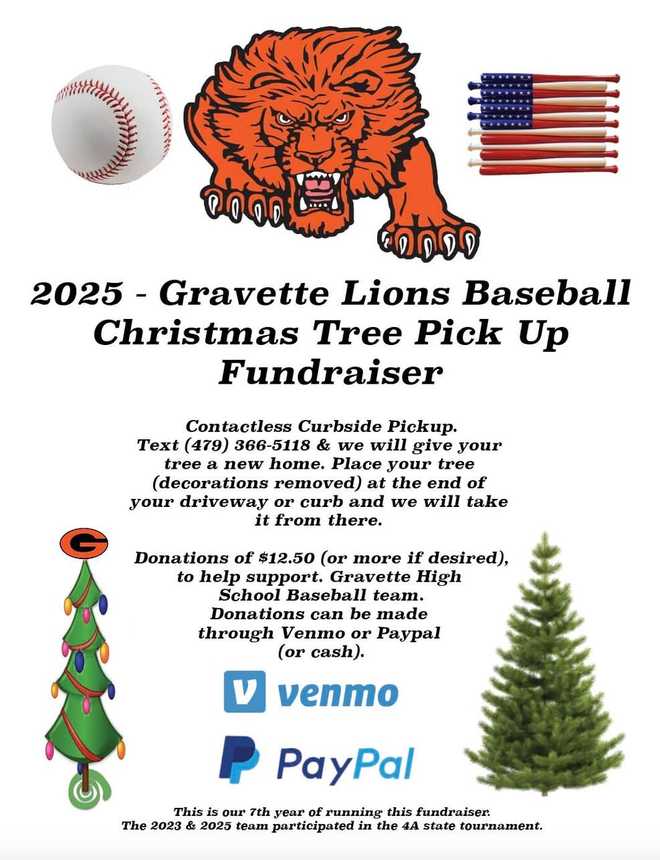 father-son-duo picking up old christmas trees to raise money for gravette high school baseball team