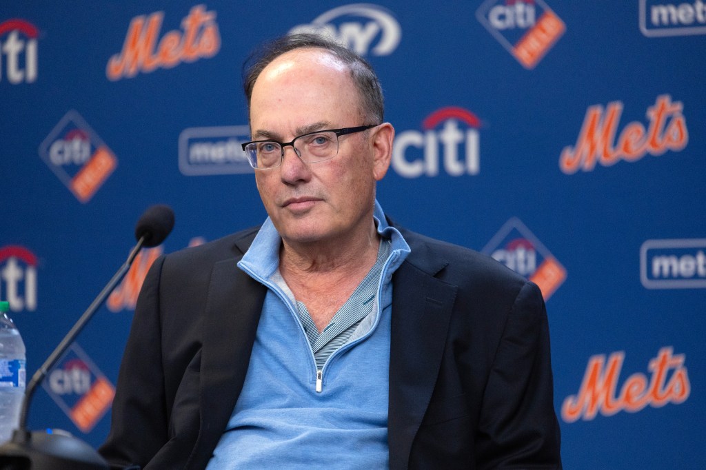 New York Mets owner Steve Cohen at a press conference.