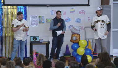 Brewers hit it out of the park with surprise visit to Green Bay school | WTAQ News Talk | 97.5 FM · 1360 AM