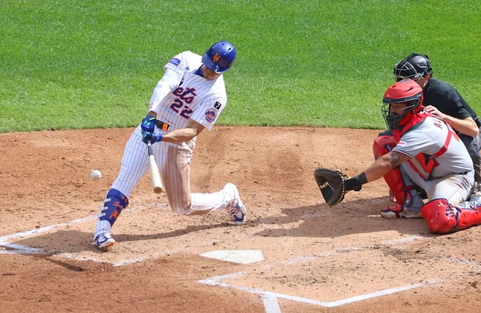 Juan Soto doubles during the third inning of the Mets’ Sept. 21 game. Robert Sabo for the NY Post