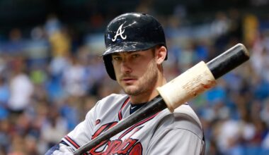 Aug 12, 2015; St. Petersburg, FL, USA; Atlanta Braves first baseman Joey Terdoslavich (53) at Tropicana Field. Mandatory Credit: Kim Klement-Imagn Images