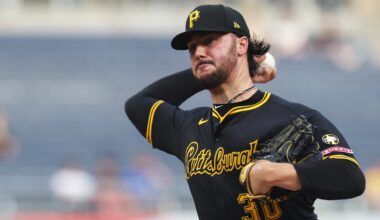 Sep 16, 2025; Pittsburgh, Pennsylvania, USA;  Pittsburgh Pirates starting pitcher Paul Skenes (30) delivers a pitch against the Chicago Cubs during the first inning at PNC Park. Mandatory Credit: Charles LeClaire-Imagn Images