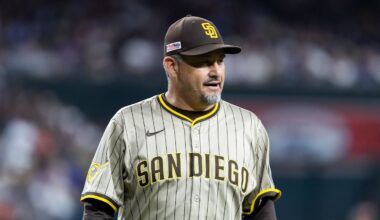 Jun 13, 2025; Phoenix, Arizona, USA; San Diego Padres pitching coach Ruben Niebla against the Arizona Diamondbacks at Chase Field. Mandatory Credit: Mark J. Rebilas-Imagn Images