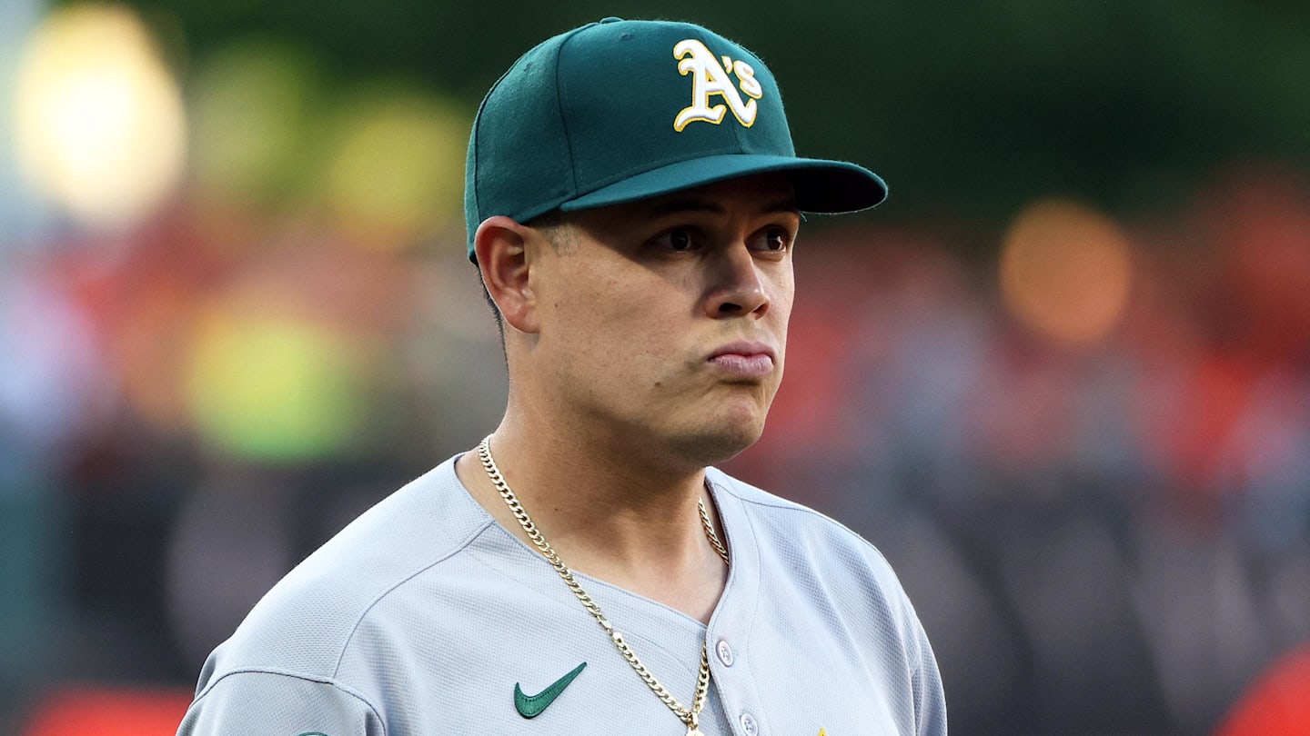 Aug 9, 2025; Baltimore, Maryland, USA; Athletics third baseman Gio Urshela (13) looks on before a game against the Baltimore Orioles at Oriole Park at Camden Yards. Mandatory Credit: Daniel Kucin Jr.-Imagn Images