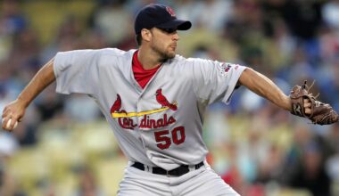 August 19, 2009; Los Angeles, CA, USA; St. Louis Cardinals starting pitcher Adam Wainwright (50) pitches in the first inning against the Los Angeles Dodgers at Dodger Stadium. Mandatory Credit: Gary A. Vasquez-Imagn Images