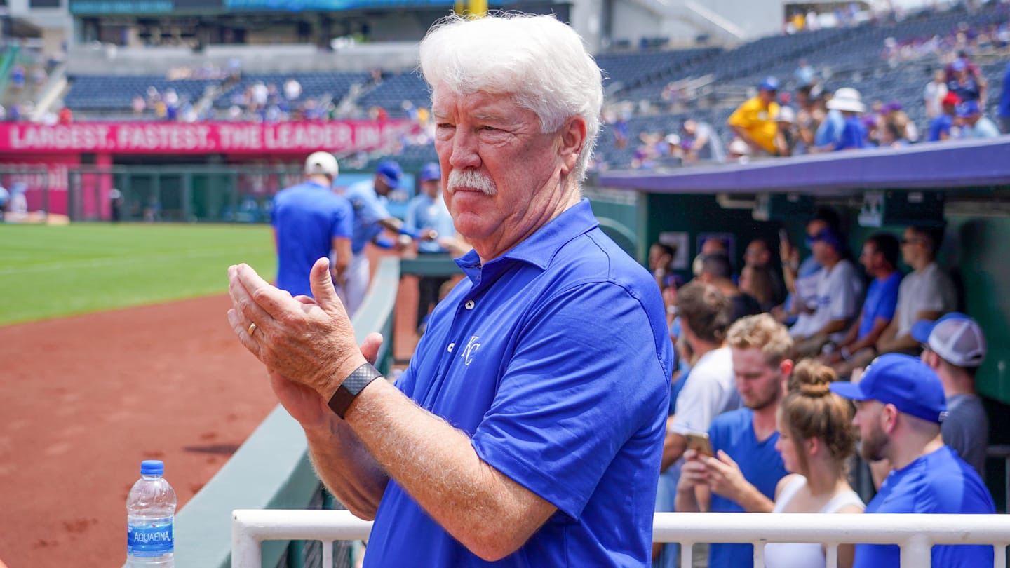 Jul 25, 2021; Kansas City, Missouri, USA; Kansas City Royals owners group principal owner John Sherman applauds during warm ups before the game against the Detroit Tigers at Kauffman Stadium. Mandatory Credit: Denny Medley-Imagn Images