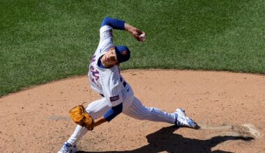 Sep 18, 2025; New York City, New York, USA; New York Mets starting pitcher Jonah Tong (21) pitches against the San Diego Padres during the fifth inning at Citi Field. Mandatory Credit: Brad Penner-Imagn Images