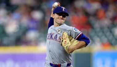 Sep 15, 2025; Houston, Texas, USA; Texas Rangers starting pitcher Jack Leiter (35) delivers a pitch against the Houston Astros during the first inning at Daikin Park. Mandatory Credit: Erik Williams-Imagn Images