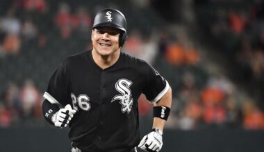 Sep 15, 2018; Baltimore, MD, USA; Chicago White Sox right fielder Avisail Garcia (26) reacts after hitting a solo home run against the Baltimore Orioles during the ninth inning at Oriole Park at Camden Yards. Mandatory Credit: Brad Mills-Imagn Images