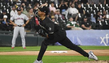 Sep 9, 2024; Chicago, Illinois, USA;  Chicago White Sox pitcher Jairo Iriarte (52) delivers against the Cleveland Guardians during the fourth inning at Guaranteed Rate Field. Mandatory Credit: Matt Marton-Imagn Images