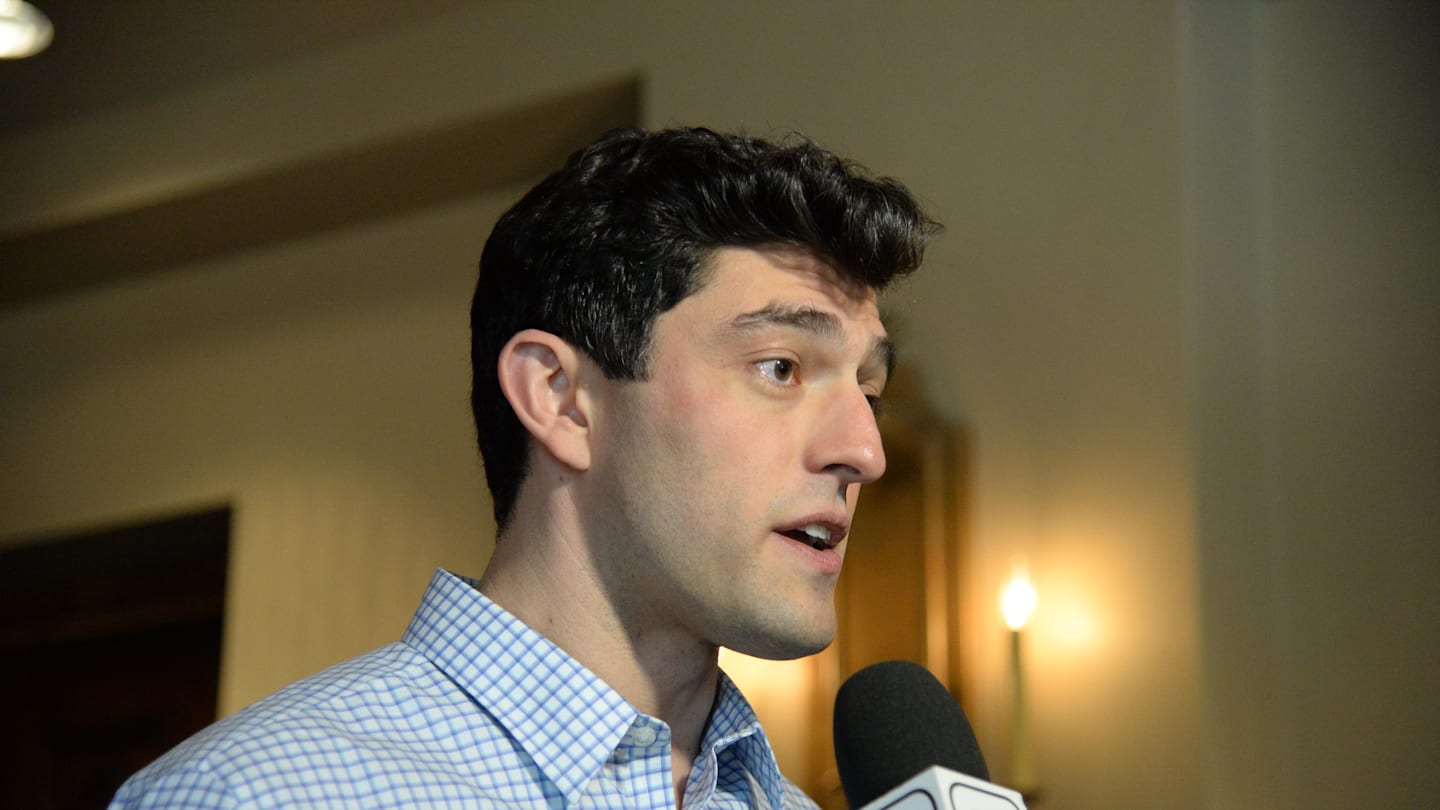 Chaim Bloom addresses the media