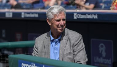 Jun 24, 2023; Philadelphia, Pennsylvania, USA;  Philadelphia Phillies President of Baseball Operations Dave Dombrowski prior to the game against the New York Mets at Citizens Bank Park.
