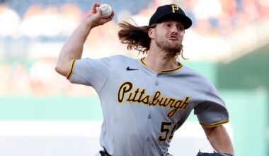 Sep 13, 2025; Washington, District of Columbia, USA; Pittsburgh Pirates pitcher Carmen Mlodzinski (50) throws during the seventh inning against the Washington Nationals at Nationals Park. Mandatory Credit: Daniel Kucin Jr.-Imagn Images