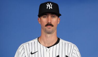Feb 18, 2025; Tampa, FL, USA; New York Yankees player Braden Shewmake (89) pose for a portrait during the  Photo Day at George M. Steinbrenner Field. Mandatory Credit: New York Yankees via Imagn Images