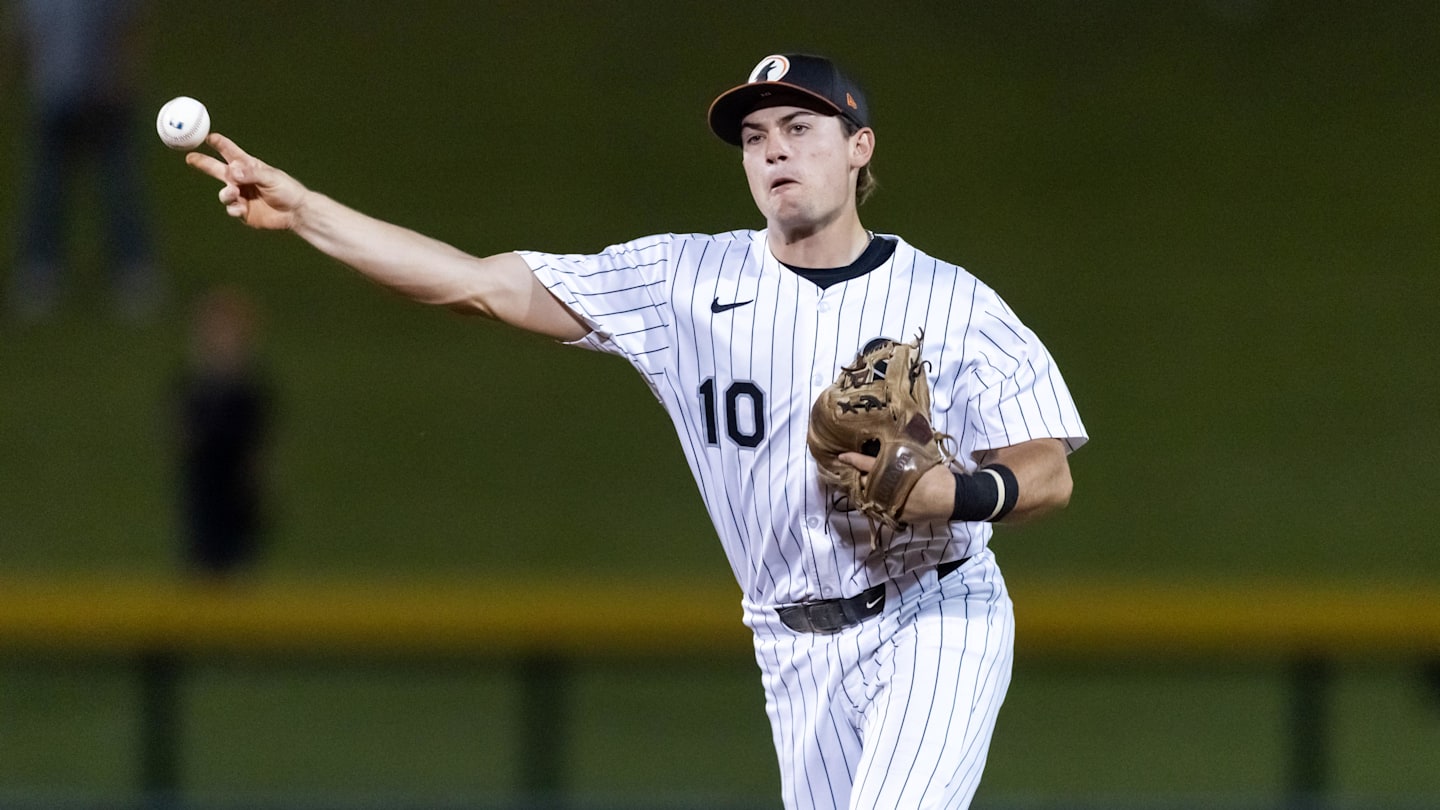 Nov 9, 2025; Mesa, AZ, USA; Chicago White Sox infielder Sam Antonacci during the Arizona Fall League Fall Stars Game at Sloan Park. Mandatory Credit: Mark J. Rebilas-Imagn Images