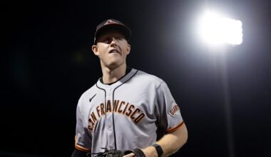 Nov 9, 2025; Mesa, AZ, USA; San Francisco Giants infielder Parks Harber during the Arizona Fall League Fall Stars Game at Sloan Park. Mandatory Credit: Mark J. Rebilas-Imagn Images