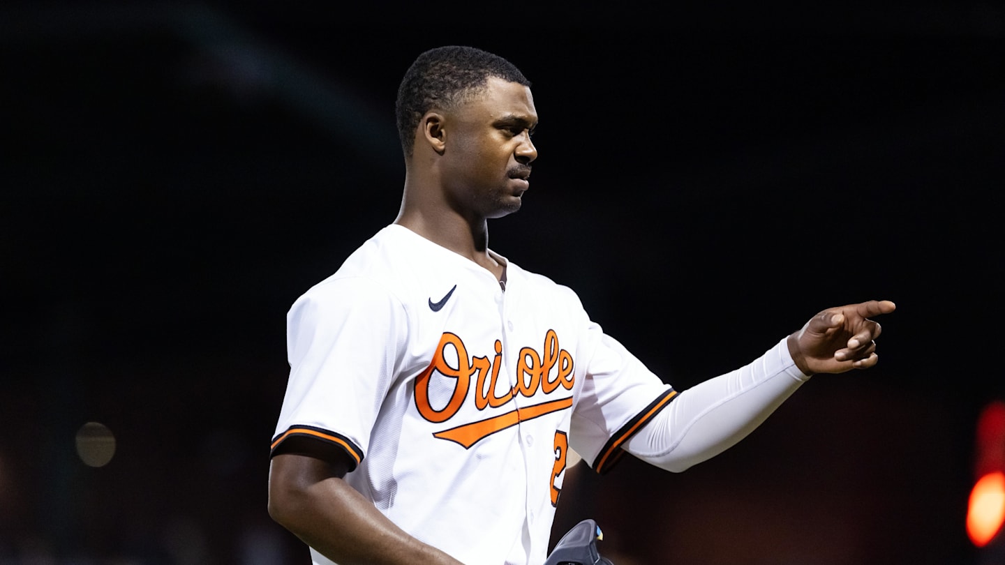 Nov 9, 2025; Mesa, AZ, USA; Baltimore Orioles outfielder Enrique Bradfield Jr. during the Arizona Fall League Fall Stars Game at Sloan Park. Mandatory Credit: Mark J. Rebilas-Imagn Images