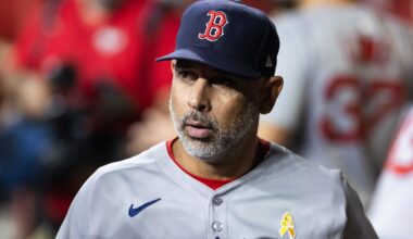 Sep 7, 2025; Phoenix, Arizona, USA; Boston Red Sox manager Alex Cora against the Arizona Diamondbacks at Chase Field.