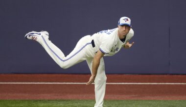 Nov 1, 2025; Toronto, Ontario, CAN; Toronto Blue Jays pitcher Max Scherzer (31) warms up before game seven of the 2025 MLB World Series against the Los Angeles Dodgers at Rogers Centre. Mandatory Credit: Kevin Sousa-Imagn Images