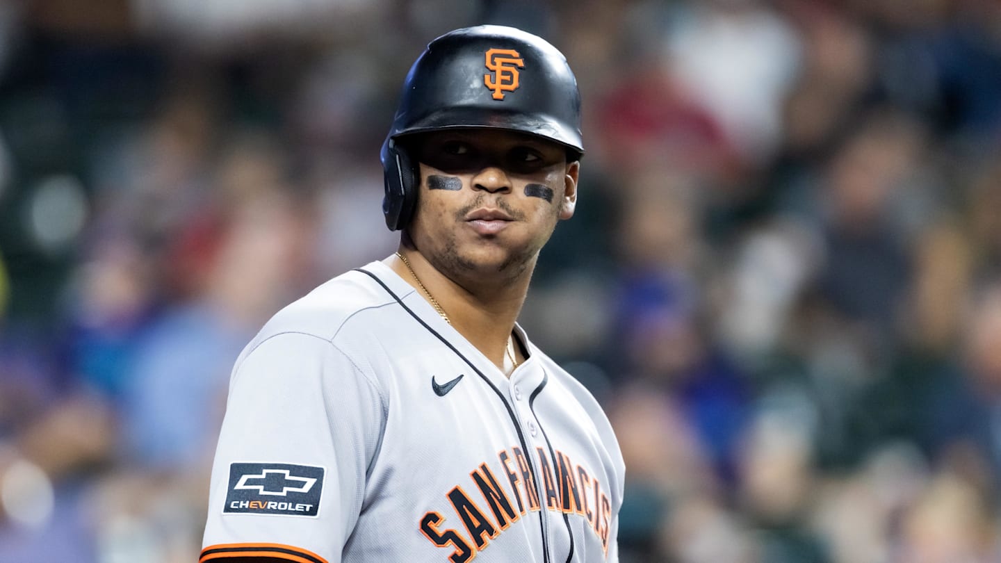 Sep 16, 2025; Phoenix, Arizona, USA; San Francisco Giants designated hitter Rafael Devers against the Arizona Diamondbacks at Chase Field. Mandatory Credit: Mark J. Rebilas-Imagn Images