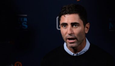 Dec 9, 2019; San Diego, CA, USA; San Diego Padres general manager A.J. Preller speaks to the media during the MLB Winter Meetings at Manchester Grand Hyatt. Mandatory Credit: Orlando Ramirez-Imagn Images