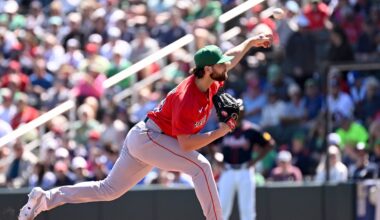 Mar 17, 2025; North Port, Florida, USA; Boston Red Sox pitcher Shane Drohan (88) throws a pitch in the first inning against the Atlanta Braves during spring training at CoolToday Park. Mandatory Credit: Jonathan Dyer-Imagn Images