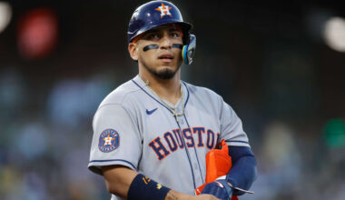 Jun 19, 2025; West Sacramento, California, USA; Houston Astros third baseman Isaac Paredes (15) looks on during the game against the Athletics at Sutter Health Park. Mandatory Credit: Sergio Estrada-Imagn Images