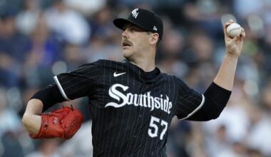Aug 12, 2024; Chicago, Illinois, USA; Chicago White Sox pitcher Ky Bush (57) throws a pitch during the first inning against the New York Yankees at Guaranteed Rate Field. Mandatory Credit: Kamil Krzaczynski-Imagn Images