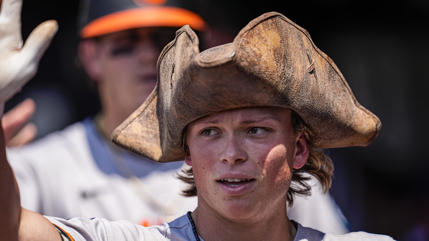 Jul 6, 2025; Cumberland, Georgia, USA; Baltimore Orioles second baseman Jackson Holliday (7) reacts in the dugout after hitting a two run home run against the Atlanta Braves during the third inning at Truist Park. Mandatory Credit: Dale Zanine-Imagn Images