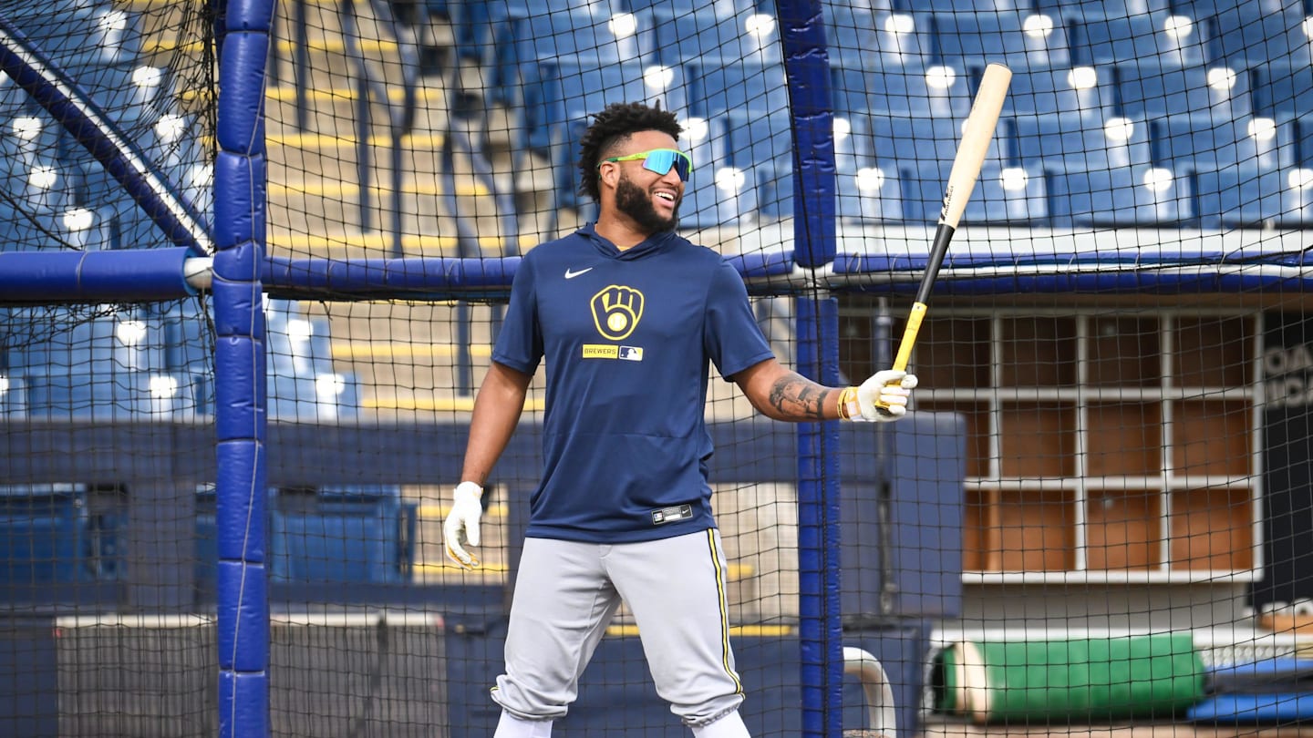 Milwaukee Brewers outfielder Jackson Chourio hits in the batting cage during spring training workouts Monday, February 16, 2026, at American Family Fields of Phoenix in Phoenix, Arizona.