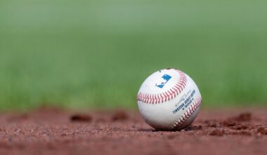 Jul 27, 2025; San Francisco, California, USA; A MLB baseball sits on the infield during the game between the San Francisco Giants and the New York Mets at Oracle Park. Mandatory Credit: Bob Kupbens-Imagn Images