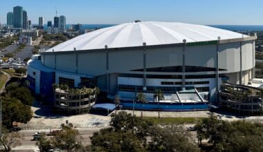 The Tampa Bay Rays are hosting a community yard sale Saturday with all kinds of items that were pulled from Tropicana Field during construction. (Spectrum News/Eugene Buenaventura)