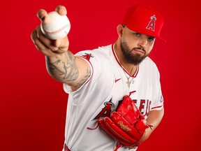 Alek Manoah of the Los Angeles Angels poses for Photo Day at spring training.