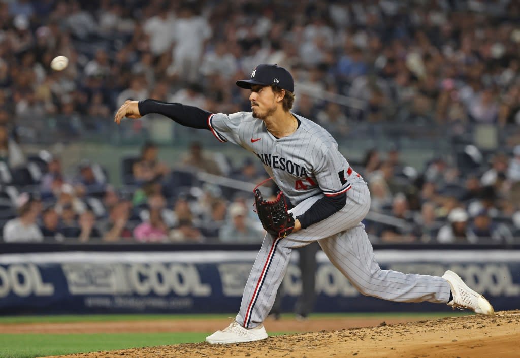 Minnesota Twins starting pitcher Joe Ryan throws pitch during a game last season. Charles Wenzelberg / New York Post