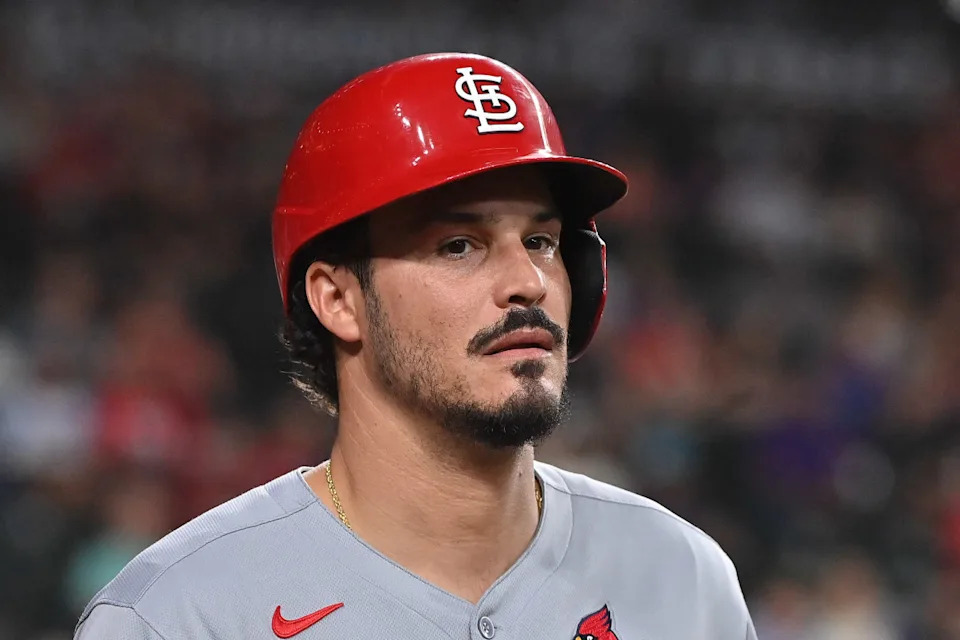 Former St. Louis Cardinals third baseman Nolan Arenado (28) during the 2025 MLB season.© Matt Kartozian-Imagn Images