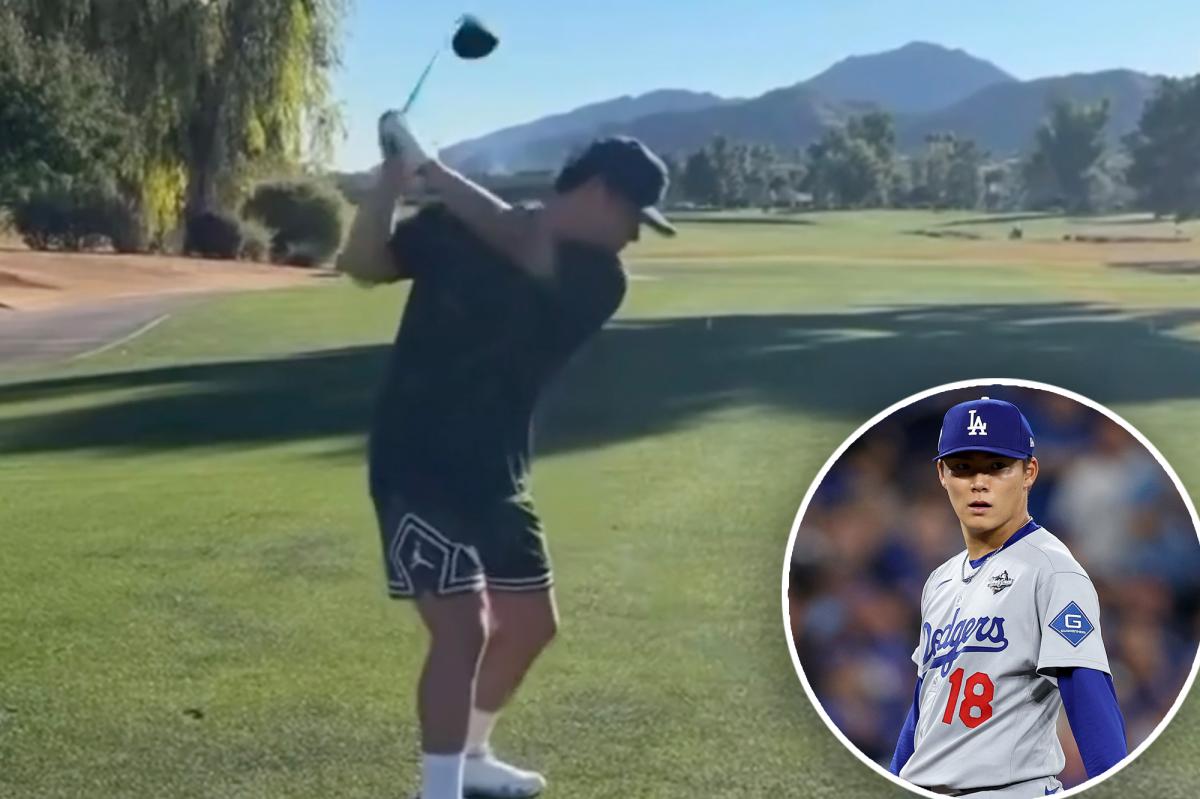 Dodgers'Yoshinobu Yamamoto shows off golf swing in Arizona