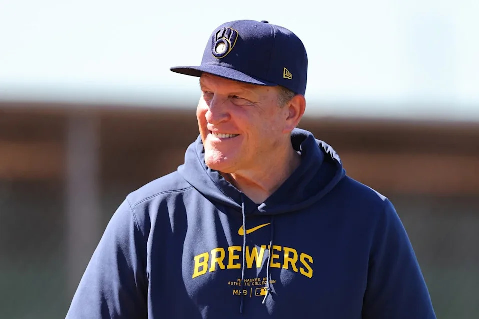 Brewers manager Pat Murphy looks on during a spring training workout at American Family Fields of Phoenix on Feb. 22, 2024 in Phoenix. Getty Images