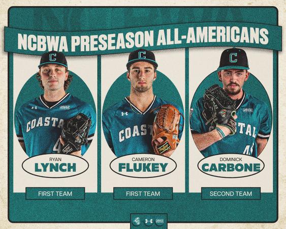 Three Chanticleers Earn NCBWA All-America Honors