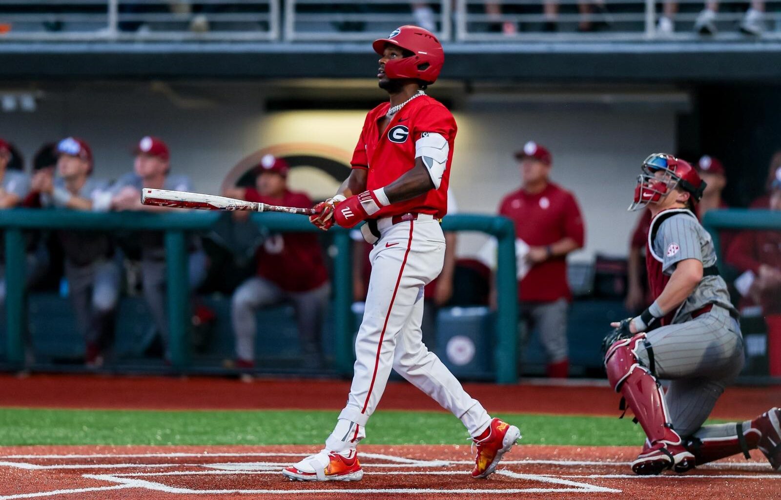 Georgia infielder Ryan Black (2), Georgia infielder Kolby Branch (9) after Georgia’s game against FGCU at Foley Field in Athens, Ga., on Sunday, March 2, 2025. (Conor Dillon/UGAAA)