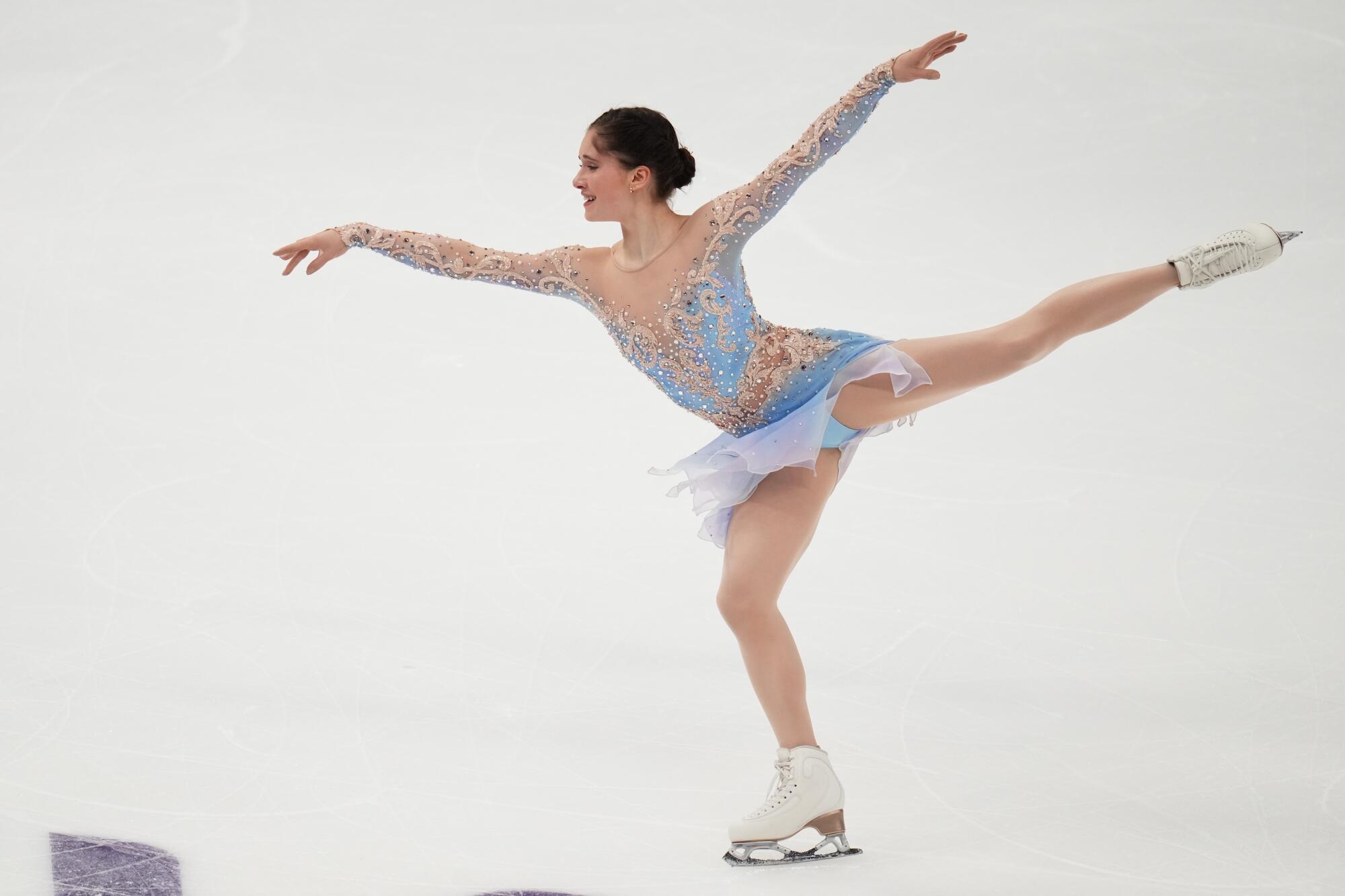 Isabeau Levito competes during the free skating competition at the U.S. figure skating championships on Jan. 9.