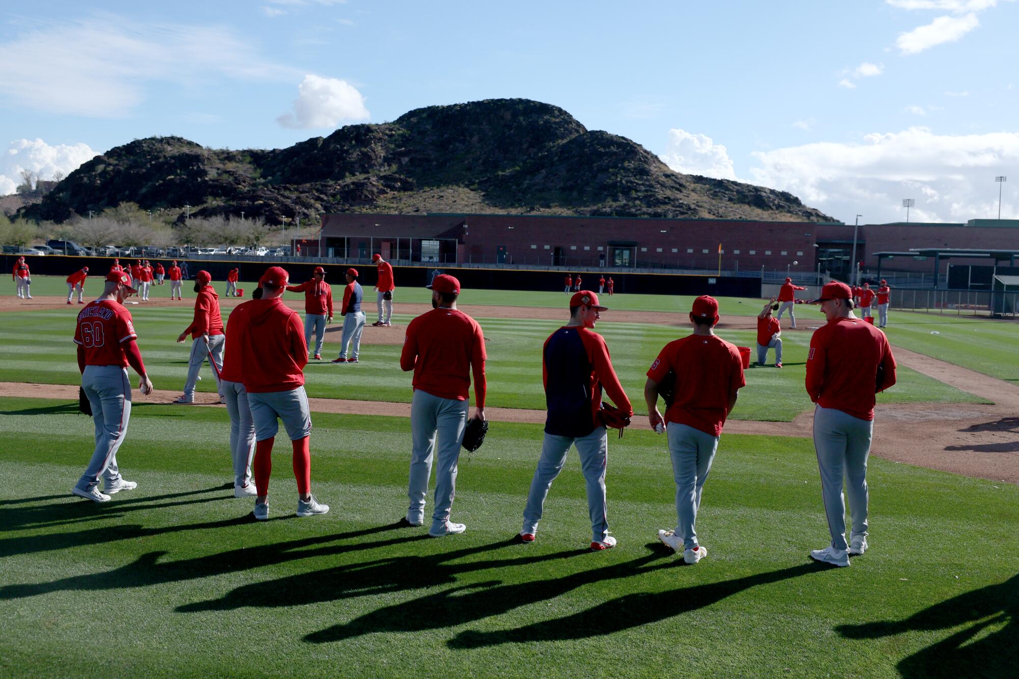 Angels players on the field.