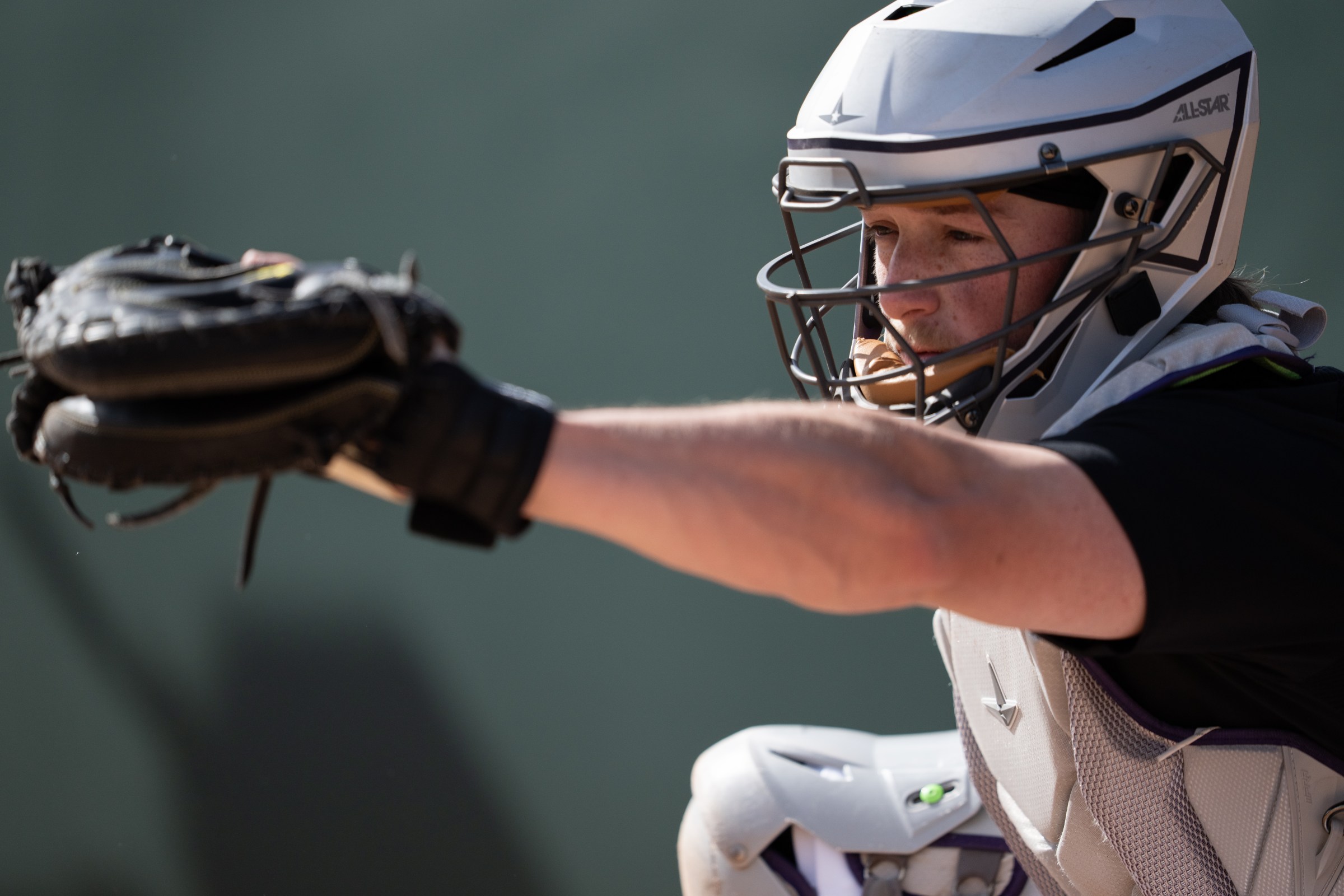 SCOTTSDALE, ARIZONA - FEBRUARY 12: Hunter Goodman #15 of the Colorado Rockies frames a pitch during a spring training bullpen at Salt River Fields at Talking Stick on February 12, 2026 in Scottsdale, Arizona. (Photo by Kyle Cooper/Colorado Rockies/Getty Images)