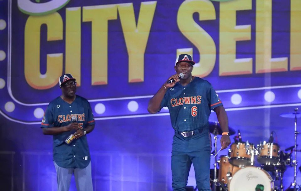 Former World Series Champion Ryan Howard, the primetime coach for the Indianapolis Clowns announces a city during the Banana Ball City Selection Show on Thursday, October 9, 2025 at Historic Grayson Stadium.