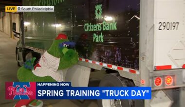 Philadelphia Phillies equipment truck heading south to Clearwater, Florida for Spring Training