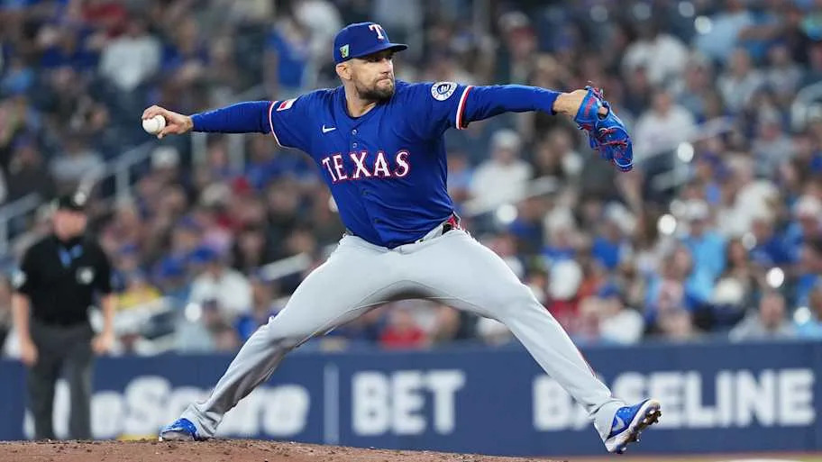 Texas Rangers Nathan Eovaldi pitching