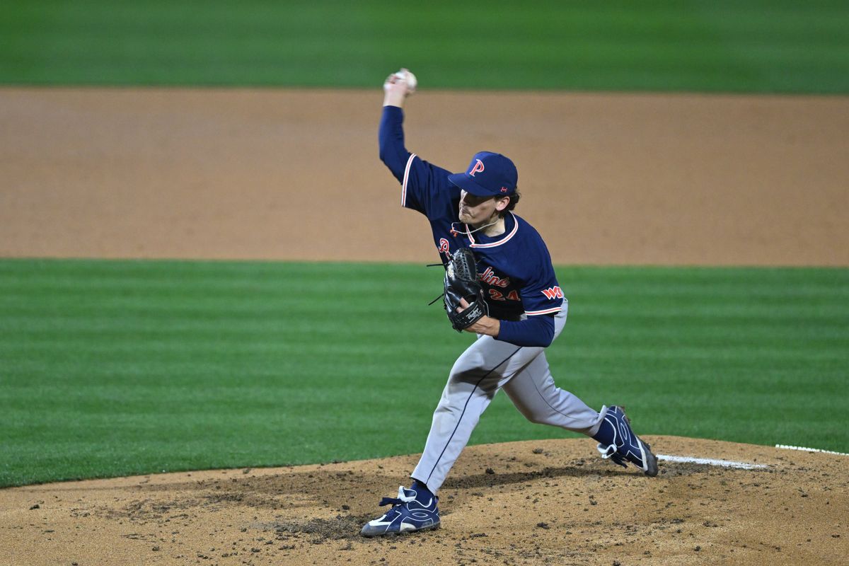 Pepperdine Wave pitcher Tommy Scavone (24) throws a pitch during an NCAA Men's baseball game between the USC Trojans and Pepperdine Wave Friday February 13,2026 at Dedeaux Field in Los Angeles Calif Pepperdine Wave pitcher Tommy Scavone (24) throws a pitch during an NCAA Men's baseball game between the USC Trojans and Pepperdine Wave Friday February 13,2026 at Dedeaux Field in Los Angeles Calif